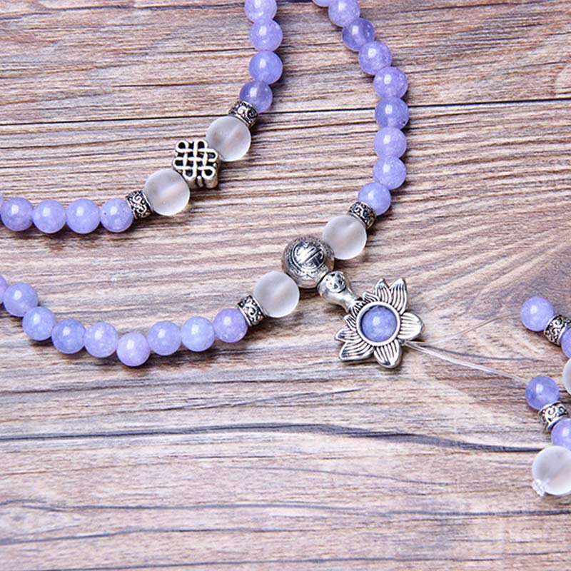 Braccialetto Mala con perline di diaspro viola Buddha Stones Strength - Image 10