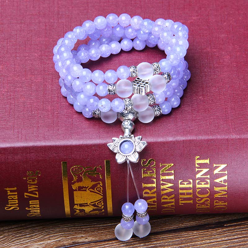 Braccialetto Mala con perline di diaspro viola Buddha Stones Strength - Image 2