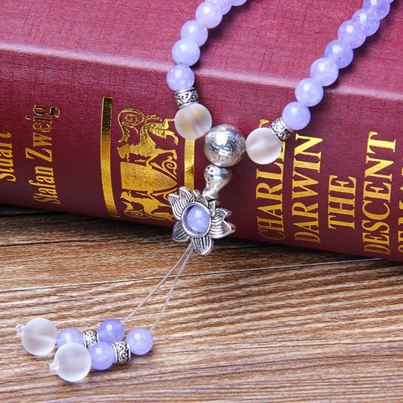 Braccialetto Mala con perline di diaspro viola Buddha Stones Strength - Image 4
