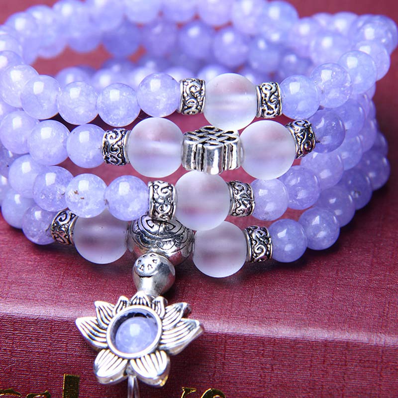 Braccialetto Mala con perline di diaspro viola Buddha Stones Strength - Image 5