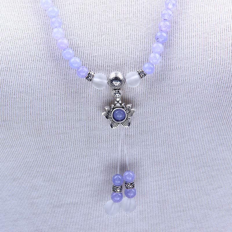 Braccialetto Mala con perline di diaspro viola Buddha Stones Strength - Image 6