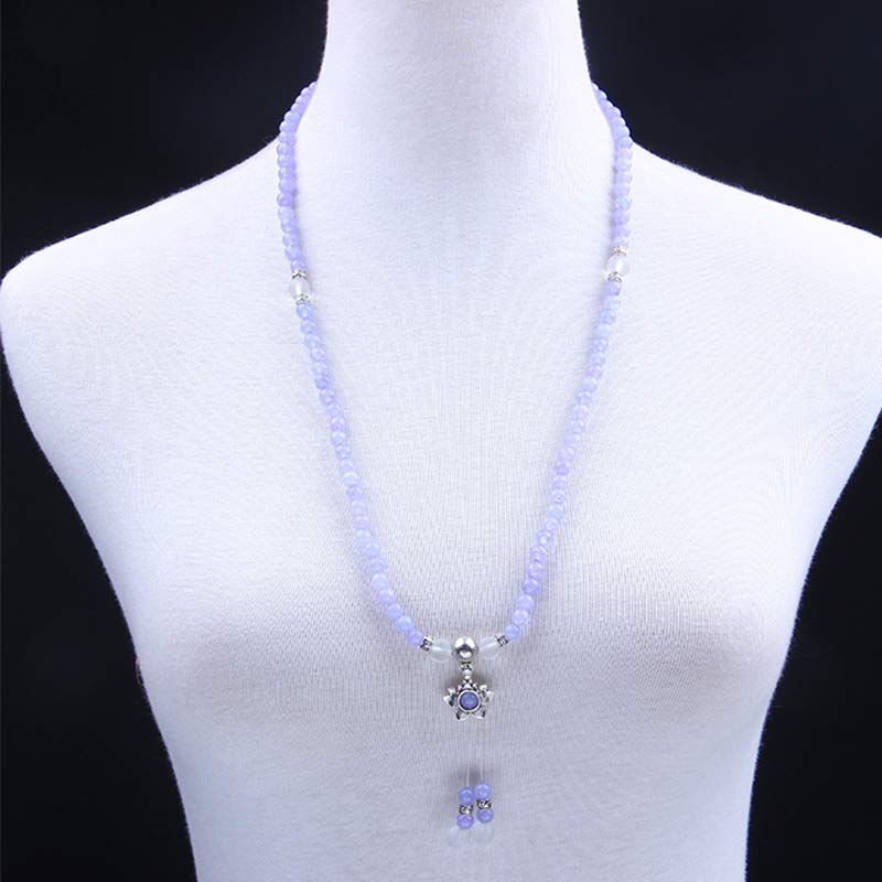 Braccialetto Mala con perline di diaspro viola Buddha Stones Strength - Image 7