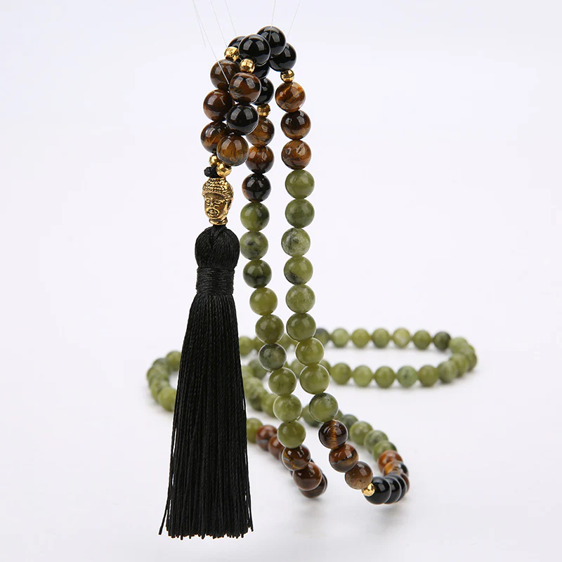 Braccialetto Mala di protezione in diaspro verde tibetano Buddha Stones - Image 3
