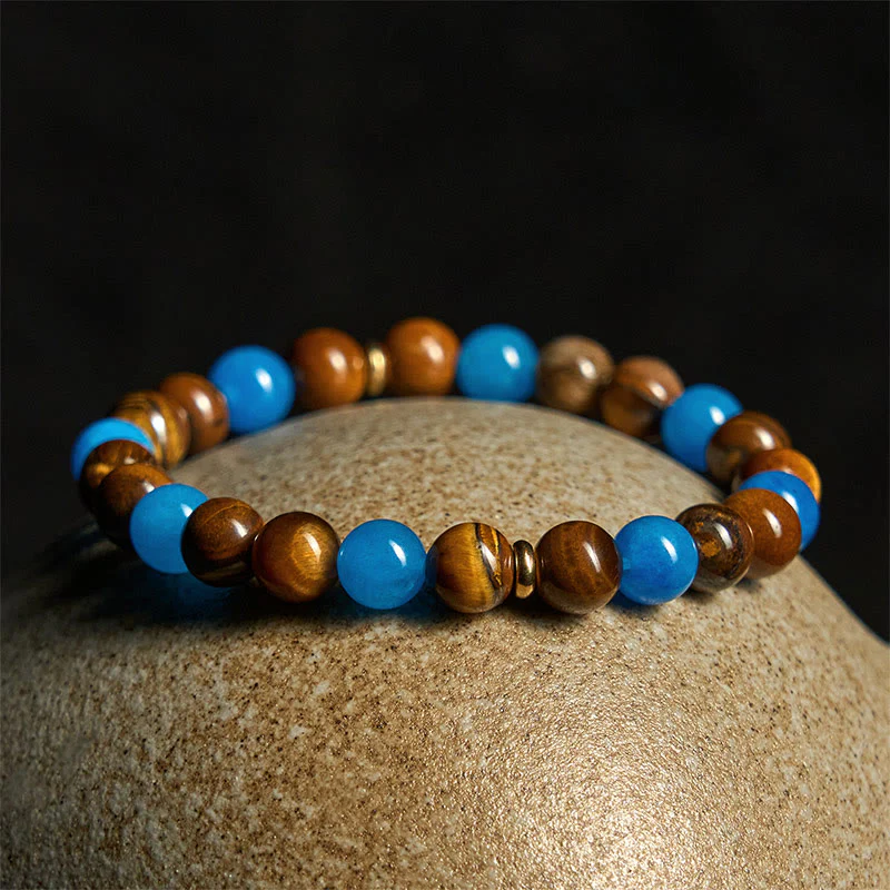 Braccialetto motivazionale con perline distanziatrici in apatite e occhio di tigre Buddha Stones - Image 4