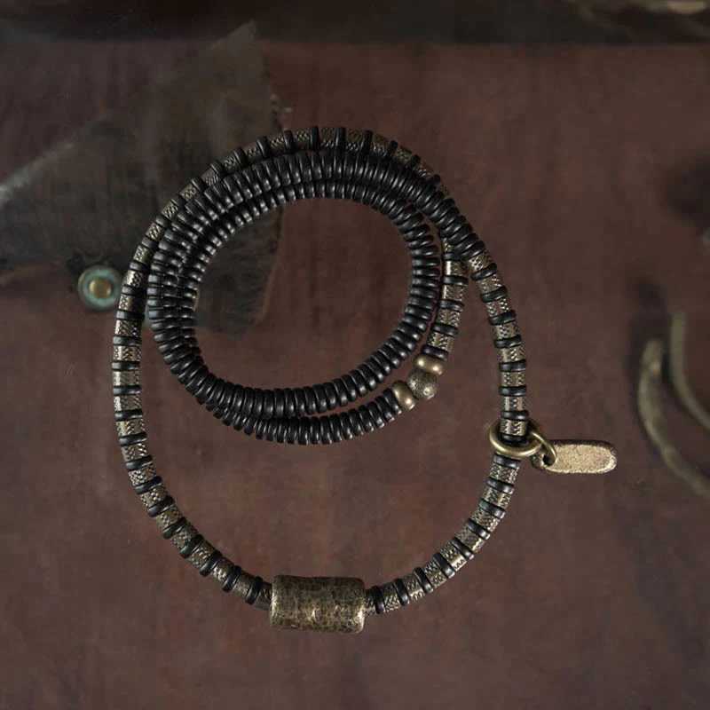 Braccialetto multistrato in rame con perline di legno di ebano tibetano e Buddha Stones - Image 10