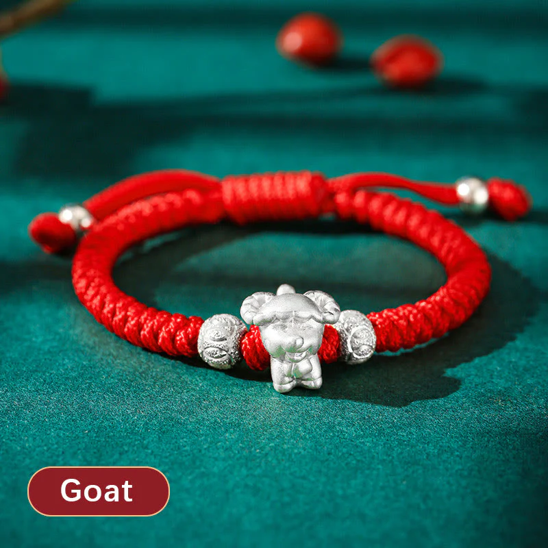 Braccialetto per bambini fatto a mano in corda rossa con Buddha Stones, in argento sterling 999, con zodiaco cinese - Image 21
