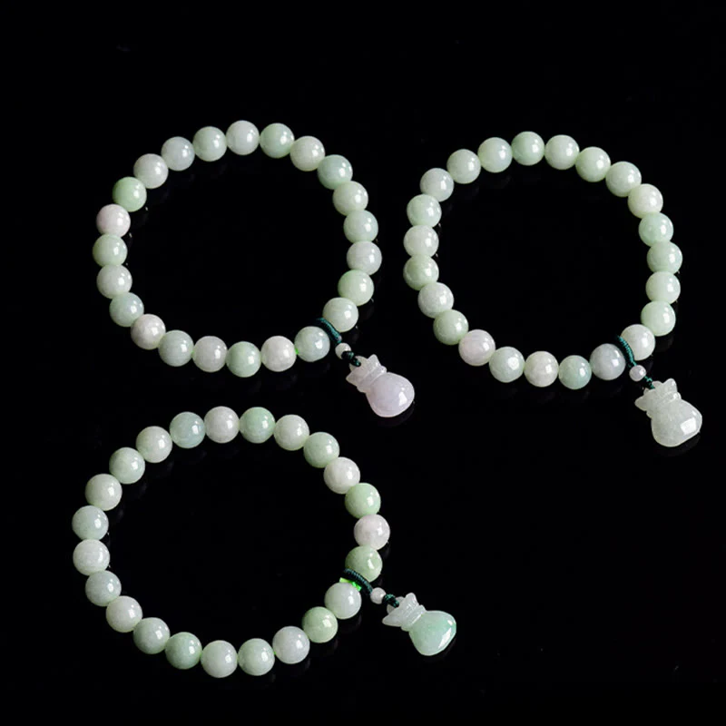 Braccialetto portafortuna con ciondolo a forma di sacco di soldi in giada naturale Buddha Stones - Image 8