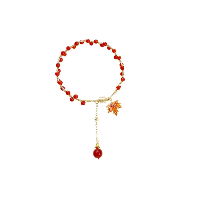Braccialetto portafortuna con foglia d'acero rosso Buddha Stones - Image 16