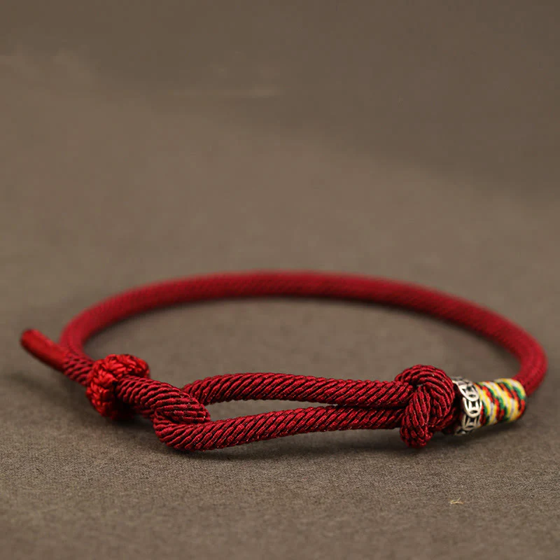 Braccialetto portafortuna con moneta in argento sterling 925 e argento sterling 999 con cordino rosso Buddha Stones - Image 9