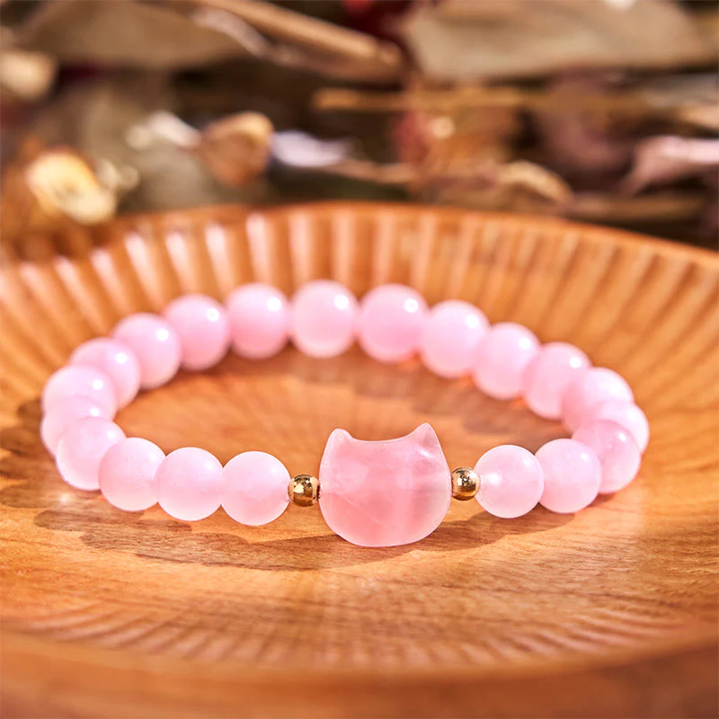 Braccialetto portafortuna con testa di gatto, ametista, avventurina verde, quarzo rosa, fluorite e Buddha Stones - Image 12