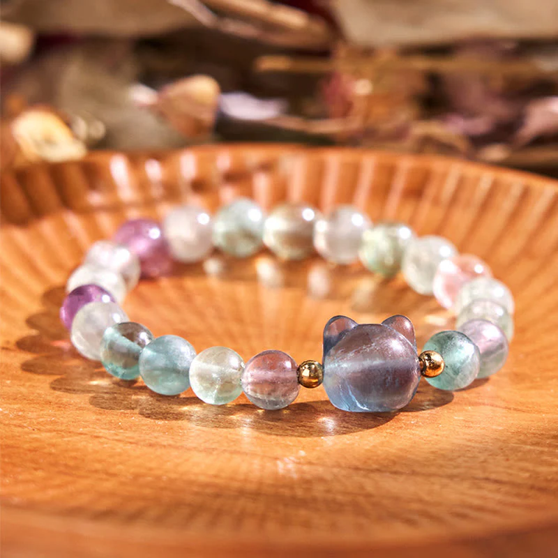 Braccialetto portafortuna con testa di gatto, ametista, avventurina verde, quarzo rosa, fluorite e Buddha Stones - Image 16