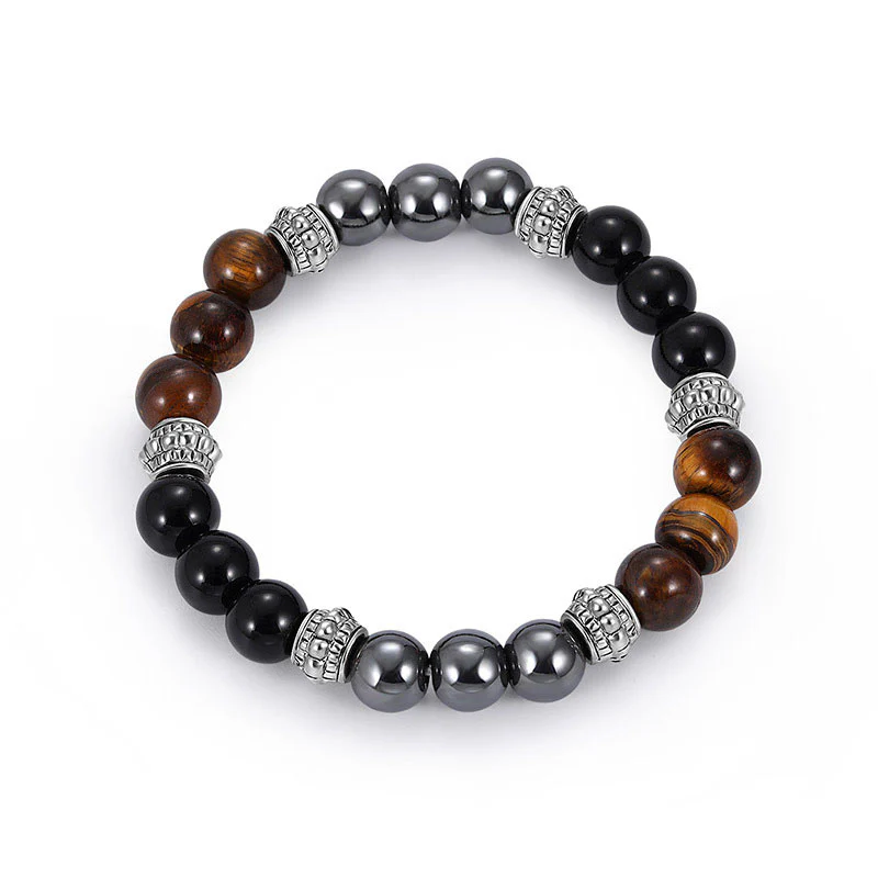 Braccialetto portafortuna e curativo con occhio di tigre e ematite Buddha Stones - Image 3