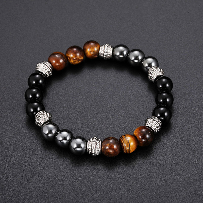 Braccialetto portafortuna e curativo con occhio di tigre e ematite Buddha Stones - Image 5