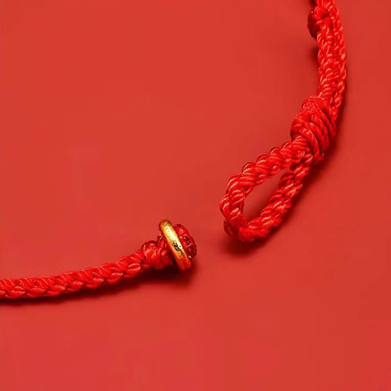 Braccialetto portafortuna Fu in argento sterling 925 con cordino rosso intrecciato fatto a mano con Buddha Stones - Image 14