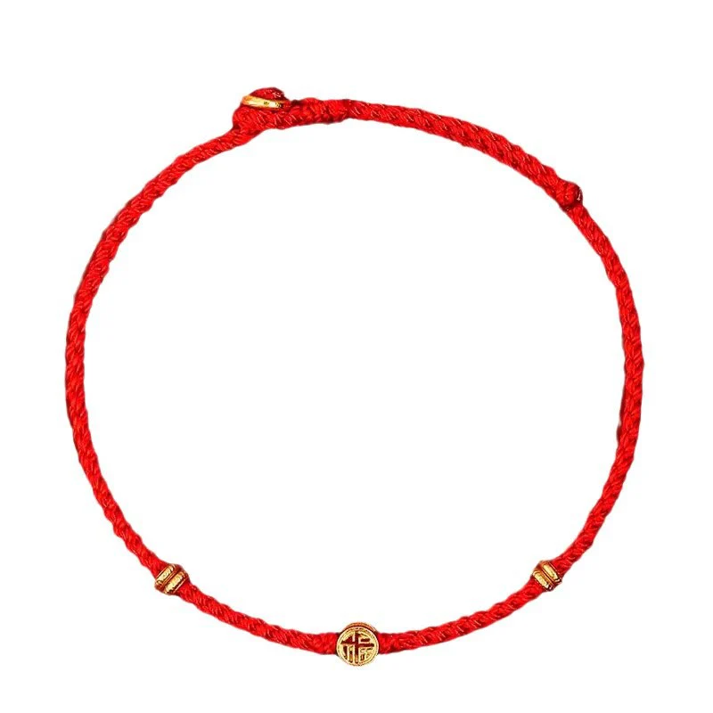 Braccialetto portafortuna Fu in argento sterling 925 con cordino rosso intrecciato fatto a mano con Buddha Stones - Image 15
