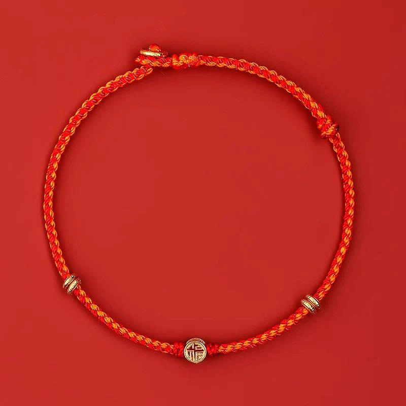 Braccialetto portafortuna Fu in argento sterling 925 con cordino rosso intrecciato fatto a mano con Buddha Stones - Image 16