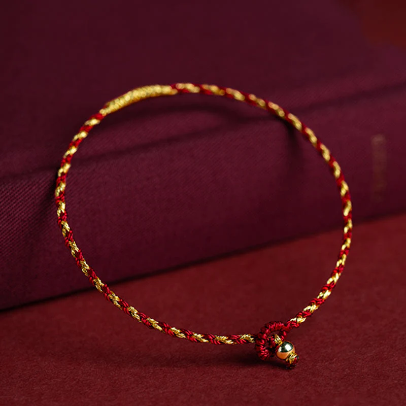 Braccialetto portafortuna intrecciato con nodo King Kong in corda di oro rosso placcato in oro 14K fatto a mano Buddha Stones - Image 2