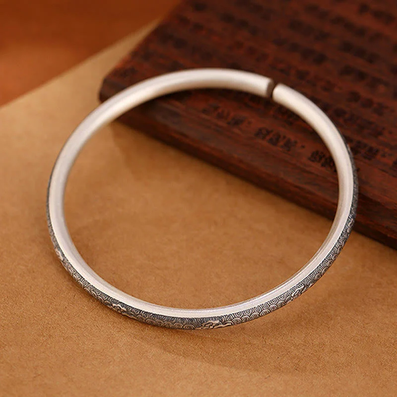 Braccialetto portafortuna vintage in argento sterling 999 con nuvole di buon auspicio, motivo Buddha Stones - Image 5