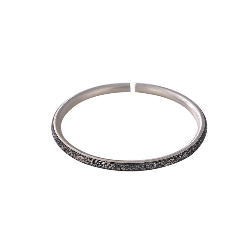 Braccialetto portafortuna vintage in argento sterling 999 con nuvole di buon auspicio, motivo Buddha Stones - Image 8