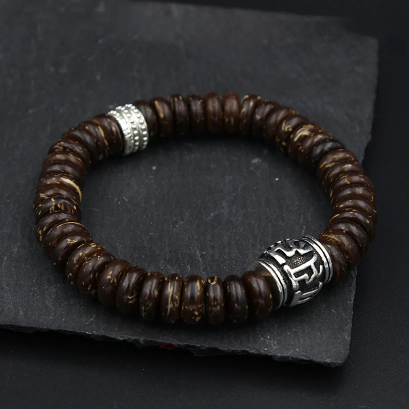 Braccialetto positivo Buddha Stones Natural Tibetan Coconut Shell Om Mani Padme Hum - Image 11