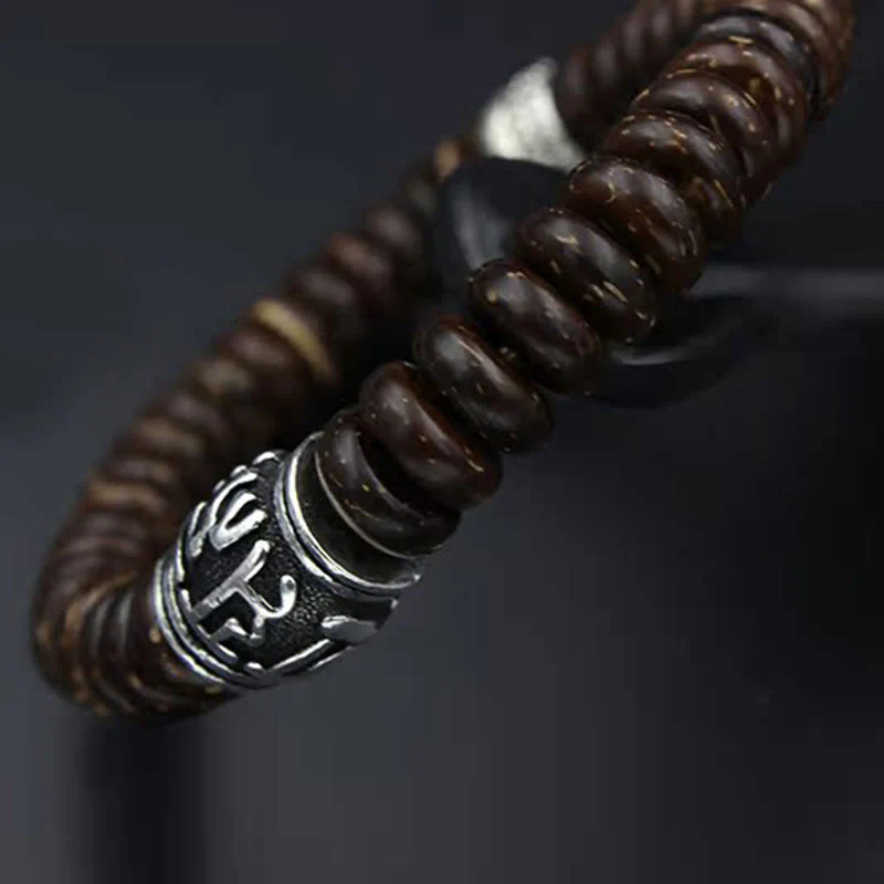 Braccialetto positivo Buddha Stones Natural Tibetan Coconut Shell Om Mani Padme Hum - Image 14
