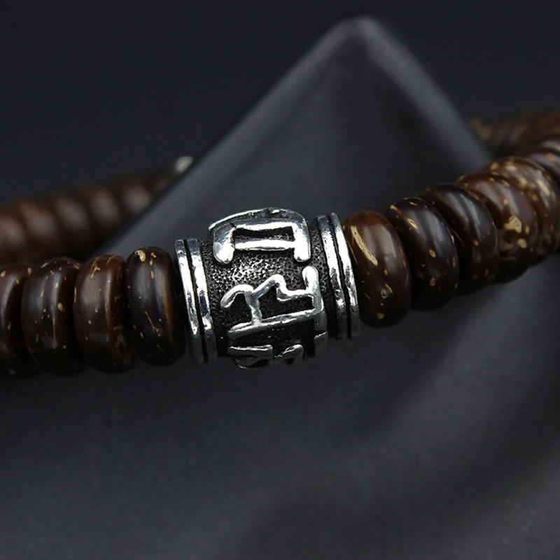 Braccialetto positivo Buddha Stones Natural Tibetan Coconut Shell Om Mani Padme Hum - Image 15