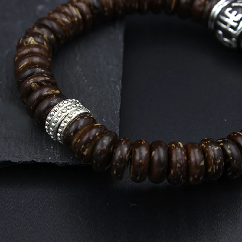 Braccialetto positivo Buddha Stones Natural Tibetan Coconut Shell Om Mani Padme Hum - Image 16