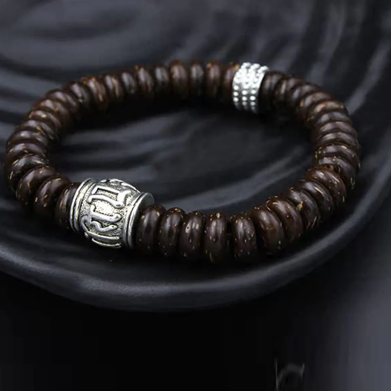 Braccialetto positivo Buddha Stones Natural Tibetan Coconut Shell Om Mani Padme Hum - Image 23