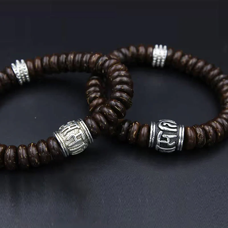 Braccialetto positivo Buddha Stones Natural Tibetan Coconut Shell Om Mani Padme Hum - Image 25