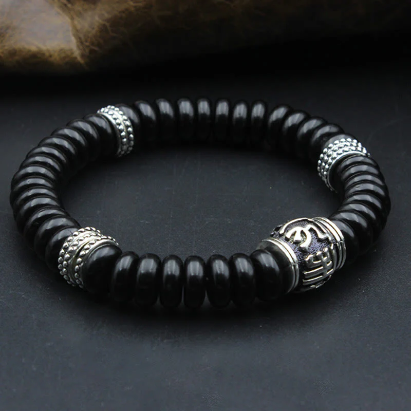 Braccialetto positivo Buddha Stones Natural Tibetan Coconut Shell Om Mani Padme Hum - Image 5