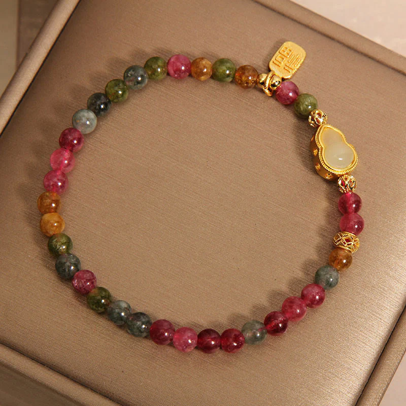 Braccialetto positivo con carattere Fu in pietra colorata e tormalina Buddha Stones - Image 8