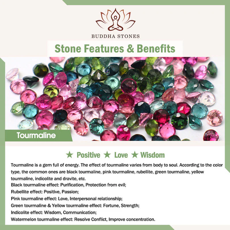 Braccialetto positivo con gatto portafortuna in tormalina colorata Buddha Stones - Image 10