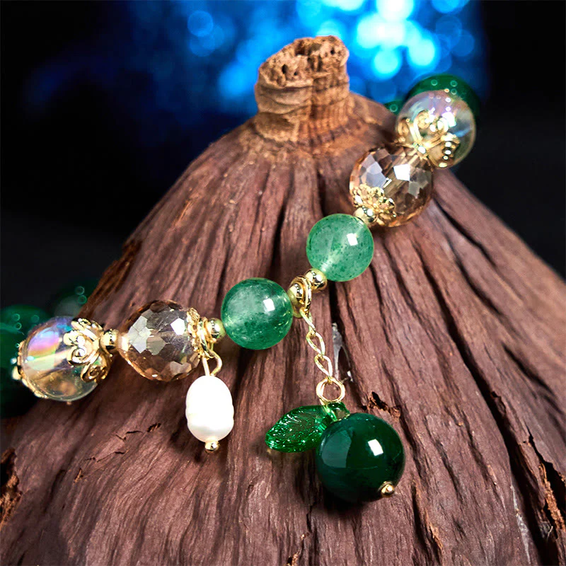 Braccialetto positivo con perline di occhio di tigre verde naturale Buddha Stones Green Leaf - Image 5