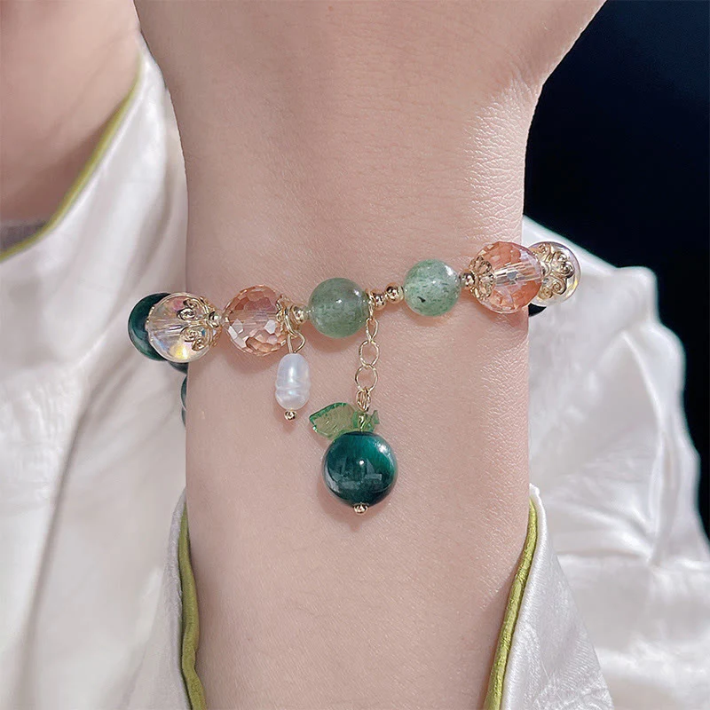 Braccialetto positivo con perline di occhio di tigre verde naturale Buddha Stones Green Leaf - Image 9