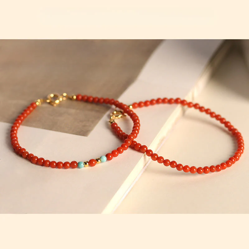 Braccialetto positivo con perline ultrasottili in agata rossa naturale del sud da 3 mm Buddha Stones - Image 10