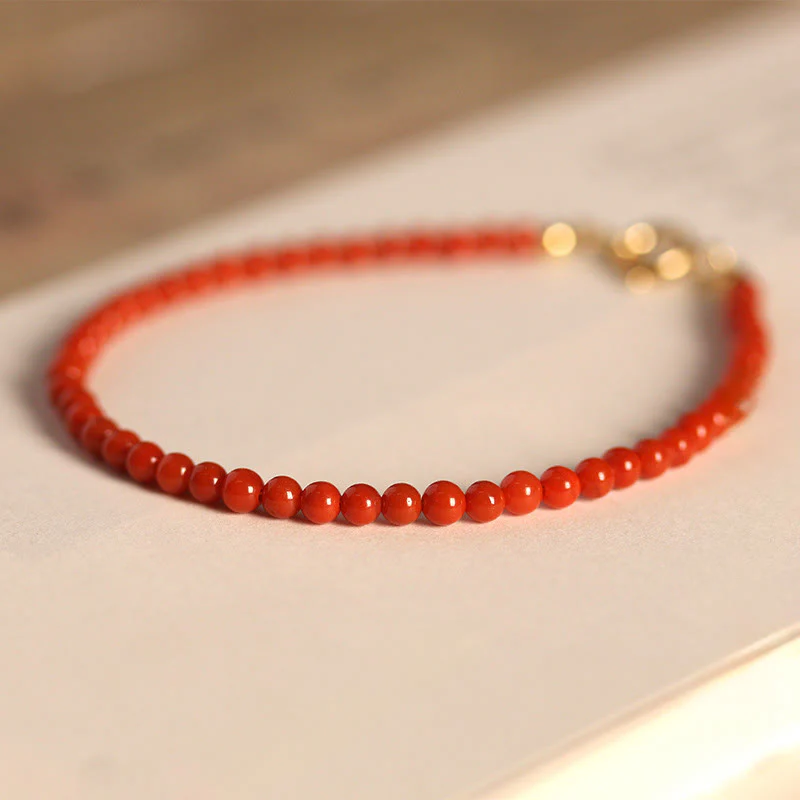 Braccialetto positivo con perline ultrasottili in agata rossa naturale del sud da 3 mm Buddha Stones - Image 8