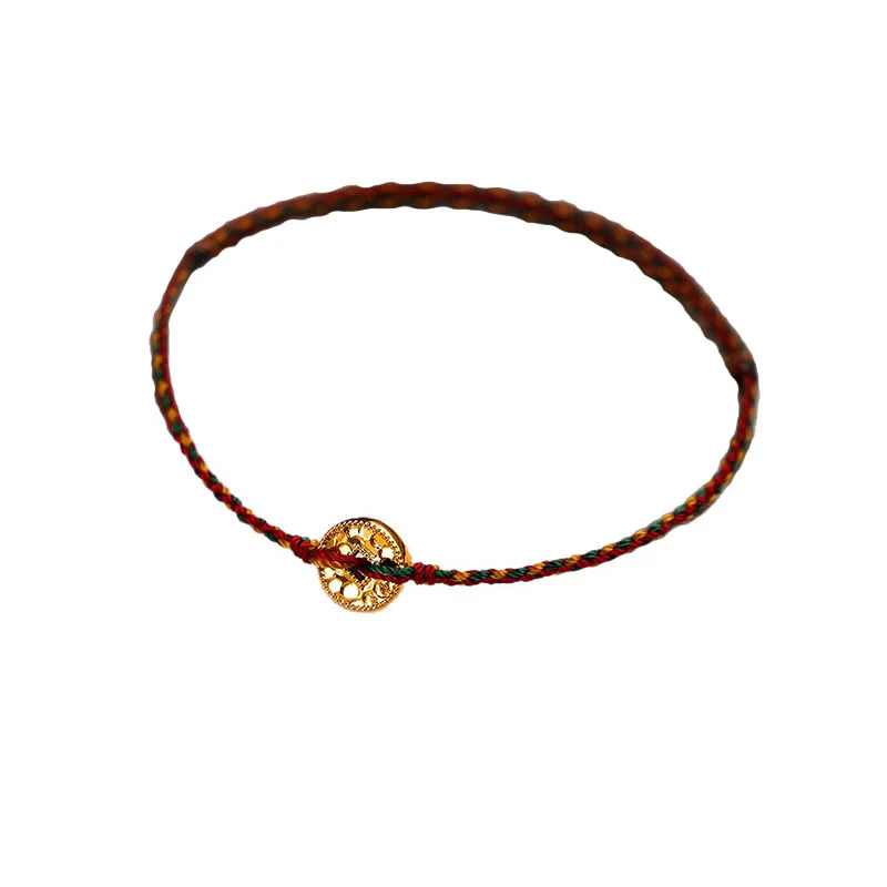 Braccialetto regolabile alla caviglia con cordino intrecciato e ciondolo in rame fatto a mano Buddha Stones - Image 9