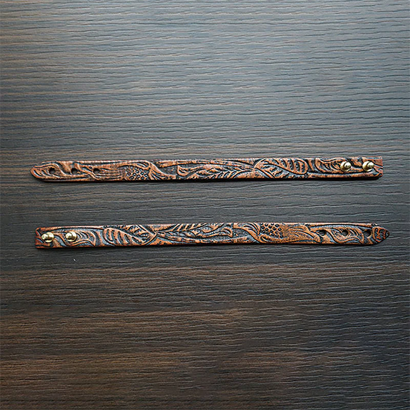 Braccialetto regolabile con fibbia in pelle stampata vintage Buddha Stones - Image 11