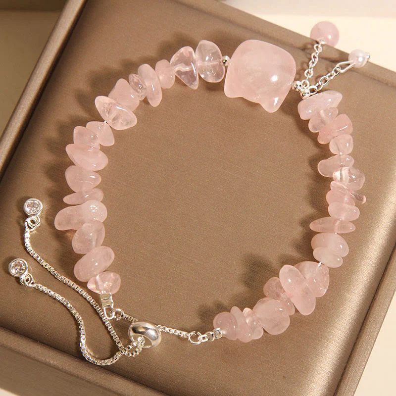 Braccialetto rilassante a forma di testa di gatto in agata rosa naturale e cristallo Buddha Stones - Image 3