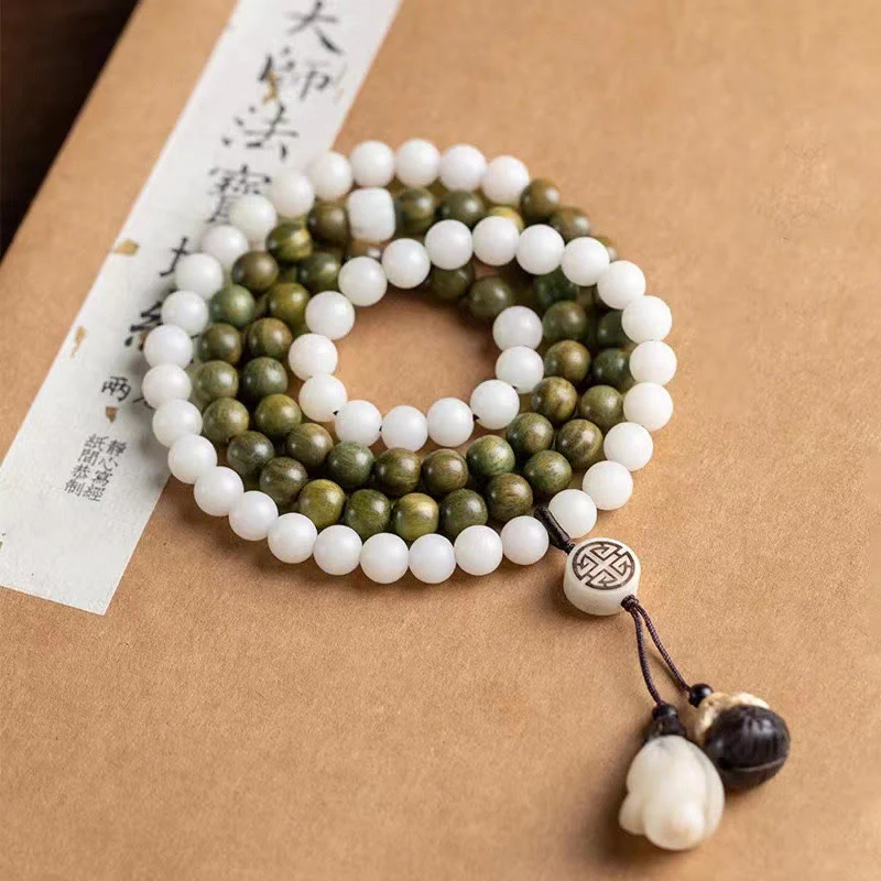 Braccialetto rilassante con semi di Bodhi in legno di sandalo verde naturale Buddha Stones - Image 2