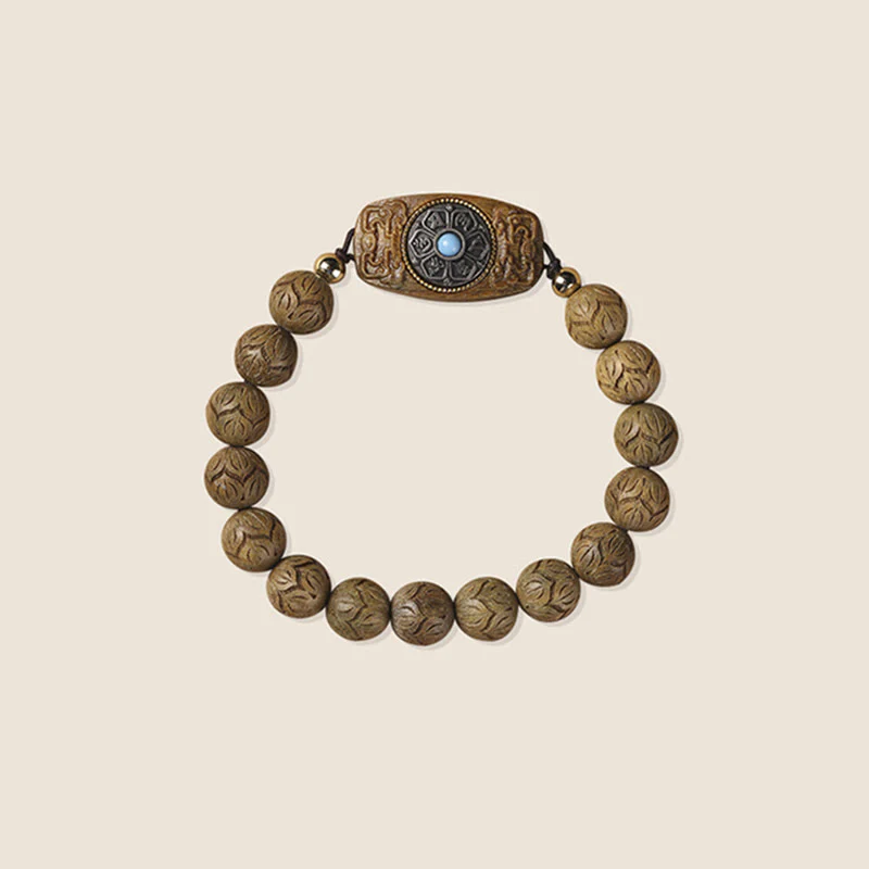 Braccialetto rilassante Om Mani Padme Hum in legno di sandalo verde e legno di ebano e sandalo Buddha Stones - Image 7