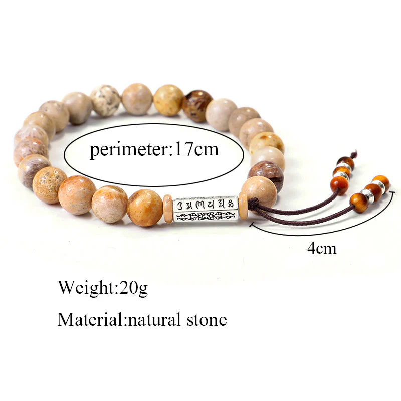 Braccialetto rinforzante in pietra invecchiata Om Mani Padme Hum Buddha Stones - Image 9