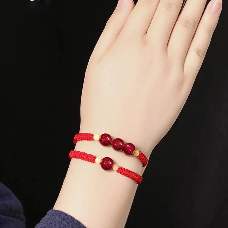 Braccialetto rosso con corda e cinabro per bambini, con Buddha Stones - Image 7