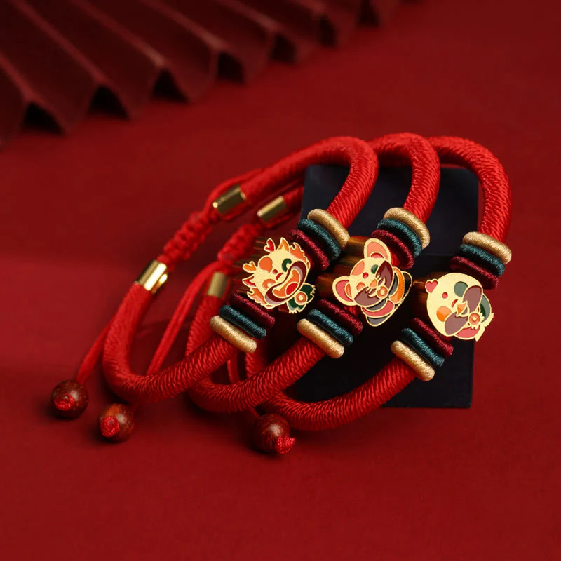 Braccialetto rosso intrecciato con ciondolo a forma di fortuna Buddha Stones in argento sterling 925 fatto a mano con motivo dell'anno del drago cinese - Image 23