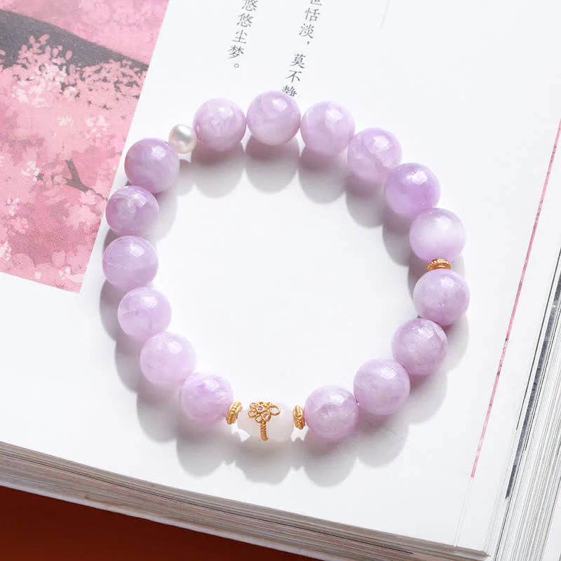 Braccialetto spirituale di crescita dell'amore con zucca di giada bianca di Hetian Kunzite - Image 2
