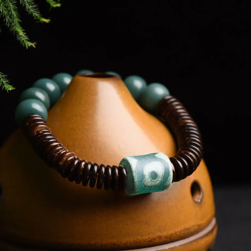 Braccialetto tibetano Bodhi Cyan Seed Dzi Bead Coconut Shell Keep Away Evil Spirits - Image 2