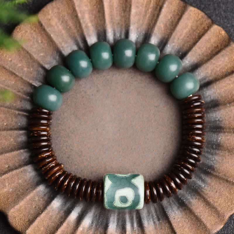 Braccialetto tibetano Bodhi Cyan Seed Dzi Bead Coconut Shell Keep Away Evil Spirits - Image 3