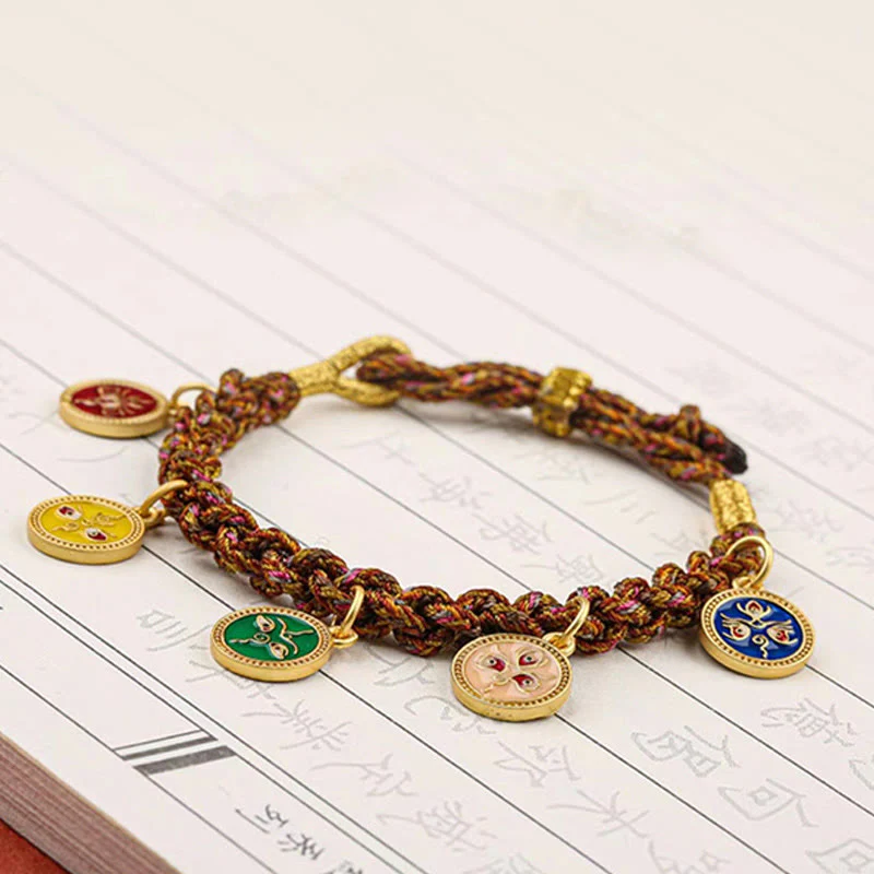 Braccialetto tibetano con treccia di corda Thangka della fortuna dei cinque dei della ricchezza - Image 10