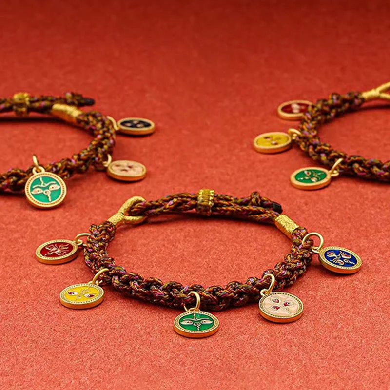 Braccialetto tibetano con treccia di corda Thangka della fortuna dei cinque dei della ricchezza - Image 13