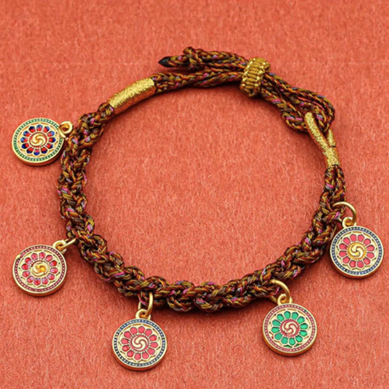 Braccialetto tibetano con treccia di corda Thangka della fortuna dei cinque dei della ricchezza - Image 9